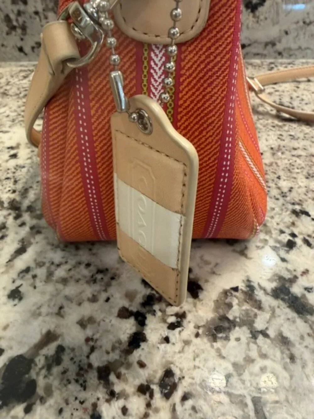 COACH Legacy Stripe Crossbody Shoulder Bag Orange/Pink Style 23468 Dust Bag